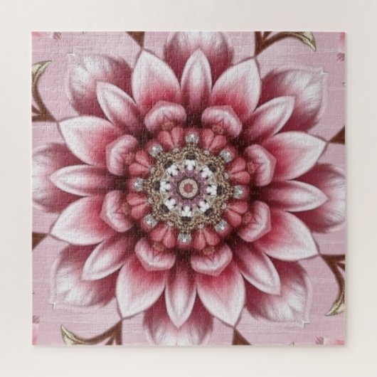 Modern Pink Flowers Jigsaw Puzzle Legpuzzel (Verticaal)