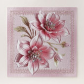 Modern Pink Flowers Jigsaw Puzzle Legpuzzel (Horizontaal)