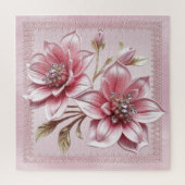 Modern Pink Flowers Jigsaw Puzzle Legpuzzel (Verticaal)