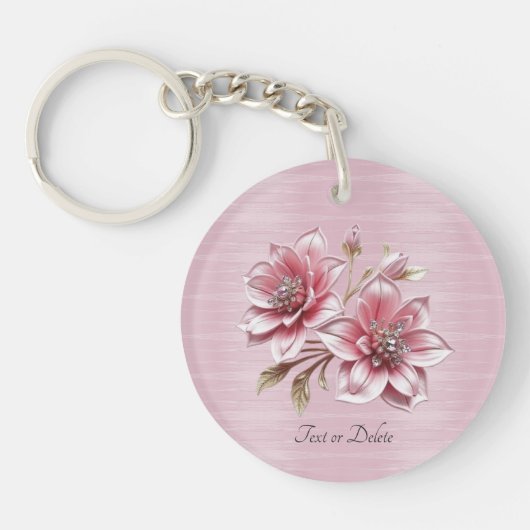 Modern Pink Flowers Keychain (Voorkant)