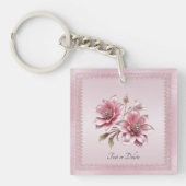 Modern Pink Flowers Keychain (Voorkant)