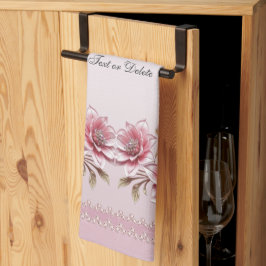 Modern Pink Flowers Kitchen Towel Theedoek