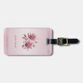 Modern Pink Flowers Luggage Tag Bagagelabel (Voorkant horizontaal)