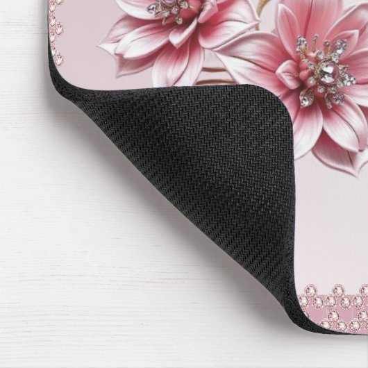 Modern Pink Flowers Mousepad Muismat (Hoek)