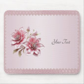 Modern Pink Flowers Mousepad Muismat (Voorkant)