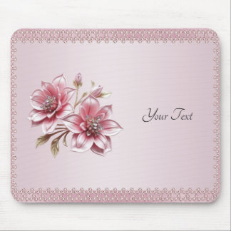 Modern Pink Flowers Mousepad Muismat