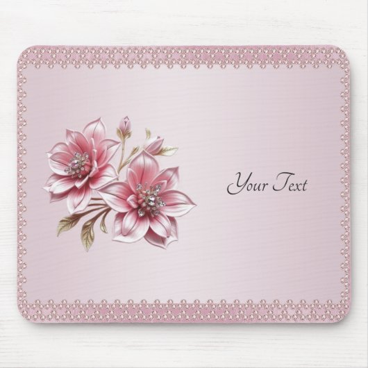 Modern Pink Flowers Mousepad Muismat (Voorkant)