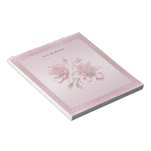 Modern Pink Flowers Notepad Notitieblok (Schuin)