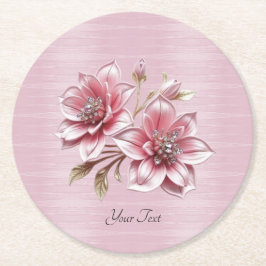 Modern Pink Flowers Paper Coaster Ronde Kartonnen Onderzetter