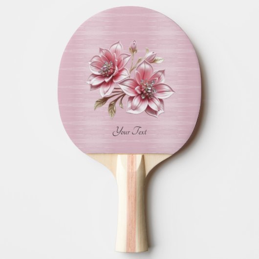 Modern Pink Flowers Ping Pong Paddle Tafeltennisbatje (Voorkant)