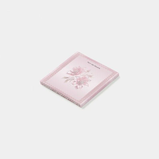 Modern Pink Flowers Post it Notes (Schuin)