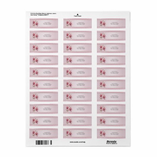 Modern Pink Flowers Return Address Label (Full Sheet)