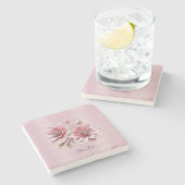 Modern Pink Flowers Stone Coaster Stenen Onderzetter (Zijkant)