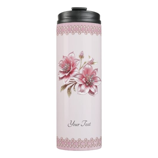 Modern Pink Flowers Thermal Tumbler Thermosbeker (Voorkant)
