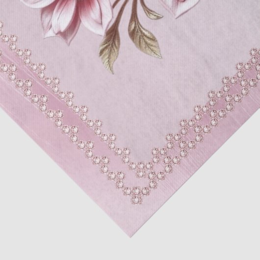 Modern Pink Flowers Tissue Paper Tissuepapier (Detail)