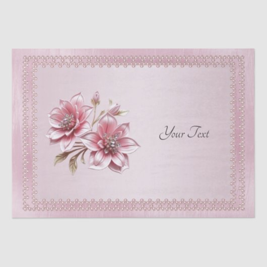 Modern Pink Flowers Tissue Paper Tissuepapier (Voorkant)