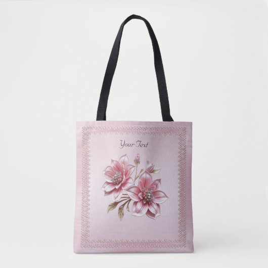 Modern Pink Flowers Tote Bag (Voorkant)