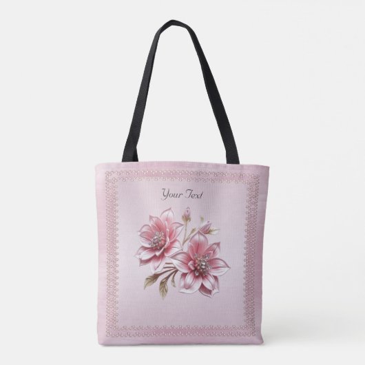 Modern Pink Flowers Tote Bag (Achterkant)