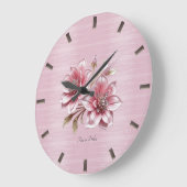 Modern Pink Flowers Wall Clock Grote Klok (Hoek)