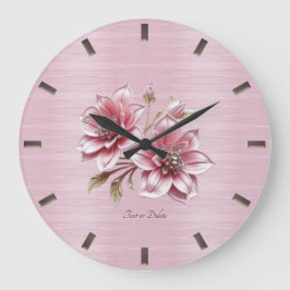 Modern Pink Flowers Wall Clock Grote Klok