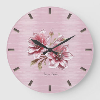 Modern Pink Flowers Wall Clock Grote Klok