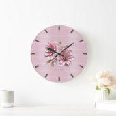 Modern Pink Flowers Wall Clock Grote Klok (Huis)