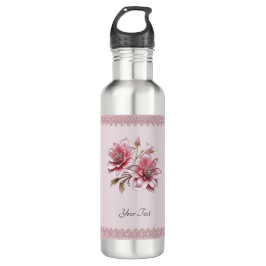Modern Pink Flowers Water Bottle Waterfles