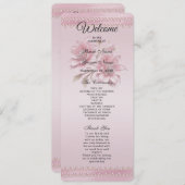 Modern Pink Flowers Wedding Program Programmakaart (Voorkant / Achterkant)