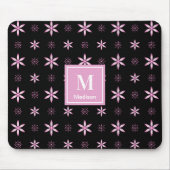Modern Pink Geometric Floral Monogram Mouse Pad Muismat (Voorkant)