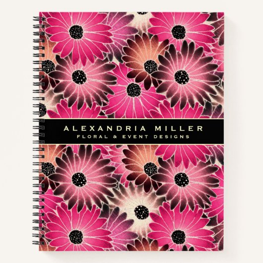 Modern Pink Gerbera Daisy Floral | Gepersonaliseer Notitieboek (Voorkant)