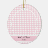 Modern Pink Gingham Baby Foto Keramisch Ornament (Links)