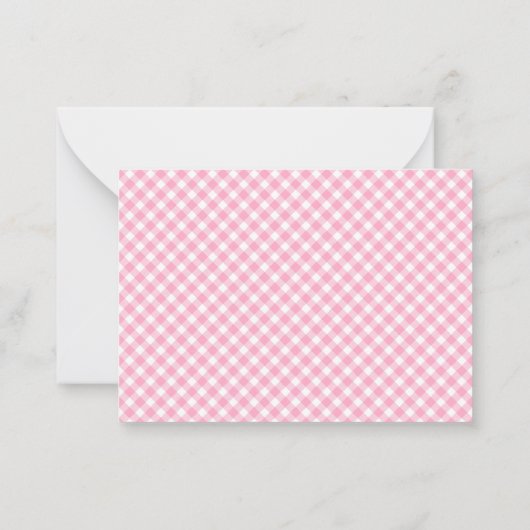 Modern Pink Gingham Baby Nursery Note Kaart Notitiekaartje (Achterkant)