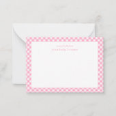 Modern Pink Gingham Baby Nursery Note Kaart Notitiekaartje (Voorkant)