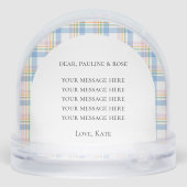 Modern Pink Gingham Christmas Photo  Sneeuwbol (Achterkant)