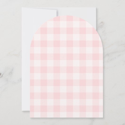 Modern Pink Gingham mobiel Baby shower Kaart (Achterkant)