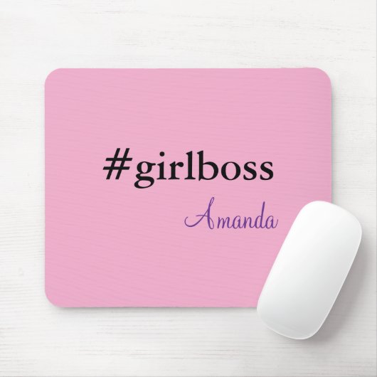 Modern Pink Girl Boss & Name | best Girly Mousepad Muismat (Met muis)