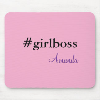 Modern Pink Girl Boss & Name | best Girly Mousepad Muismat
