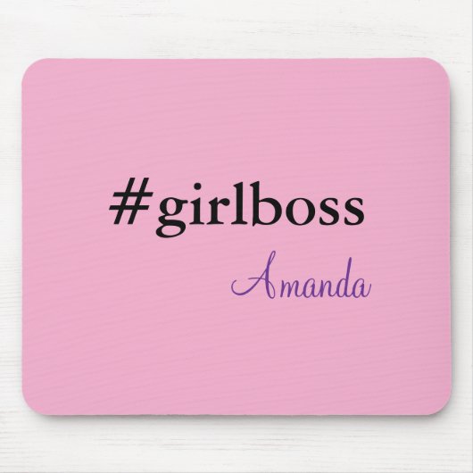 Modern Pink Girl Boss & Name | best Girly Mousepad Muismat (Voorkant)