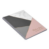 Modern Pink Girly Chic Marble Persoonlijke naam Notitieboek (Rechterzijde)
