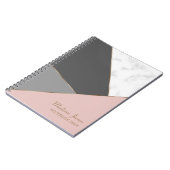 Modern Pink Girly Chic Marble Persoonlijke naam Notitieboek (Linkerzijde)