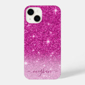Modern Pink Glitter Girly Monogrammed iPhone Hoesje (Achterkant)