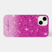 Modern Pink Glitter Girly Monogrammed iPhone Hoesje (Achterkant horizontaal)