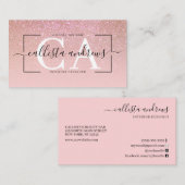 Modern Pink Glitter Gradient Signature Script Visitekaartje (Voorkant / Achterkant)