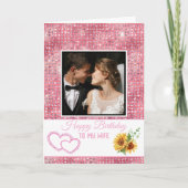 Modern Pink Glitter Happy Birthday to My Wife Kaart (Voorkant)