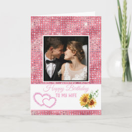 Modern Pink Glitter Happy Birthday to My Wife Kaart