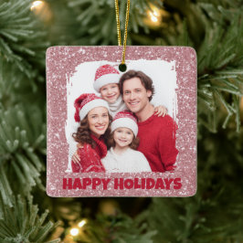 Modern Pink Glitter Photo | Christmas Ornament