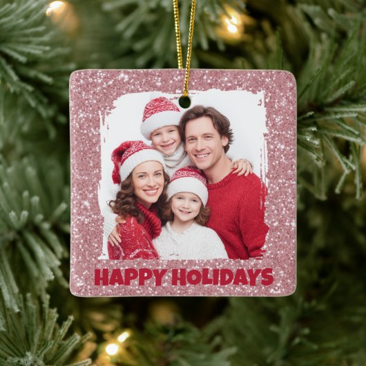 Modern Pink Glitter Photo | Christmas Ornament (Boom)