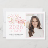 Modern Pink Gold 2026 Grad  Aankondiging (Voorkant)