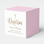 Modern Pink & Gold Baptism with Cross Personalized Bedankdoosjes (Voorkant Zijde)