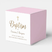 Modern Pink & Gold Baptism with Cross Personalized Bedankdoosjes (Achterkant)